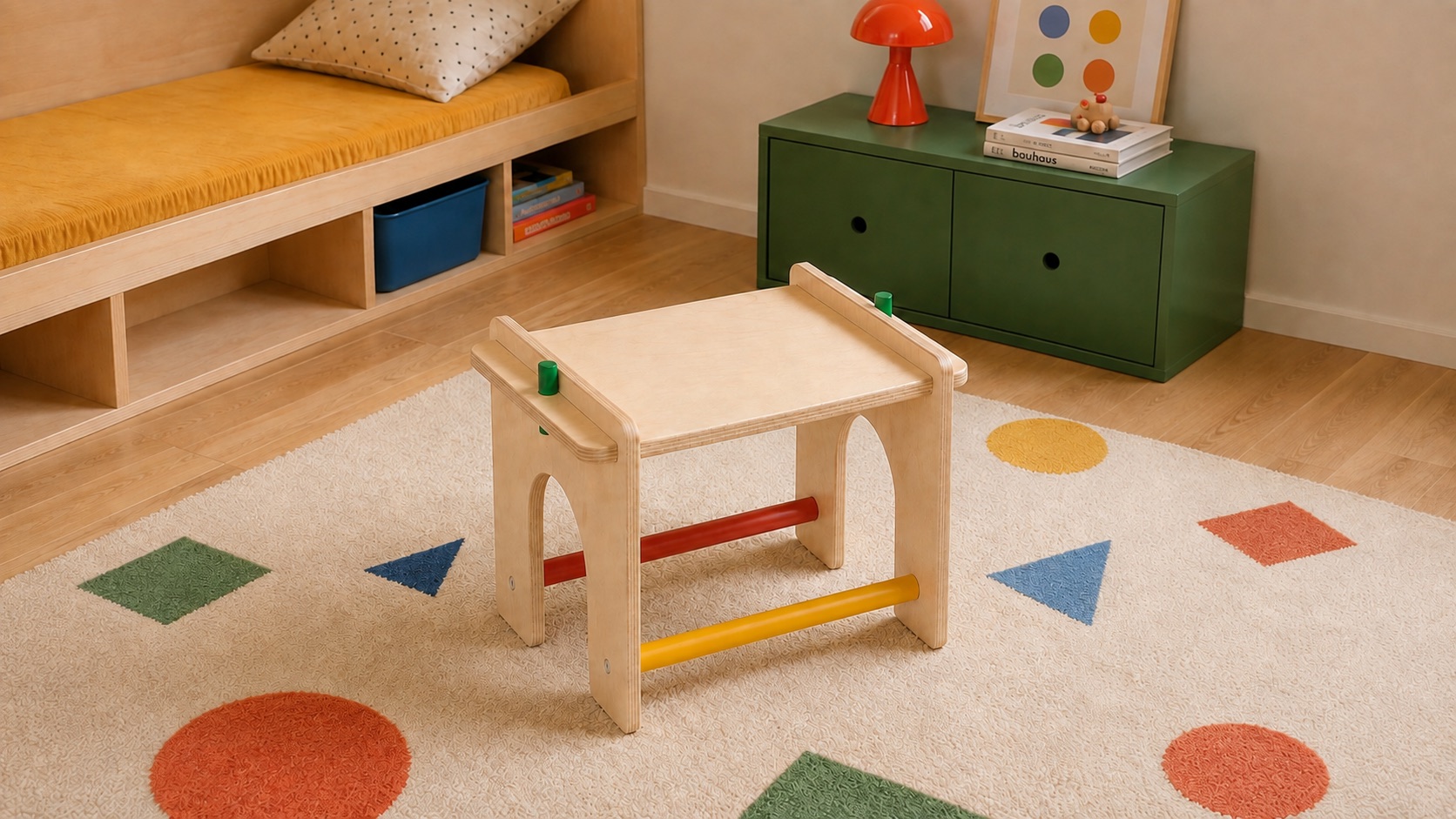 The Arch Stool utilisé par un enfant dans sa chambre